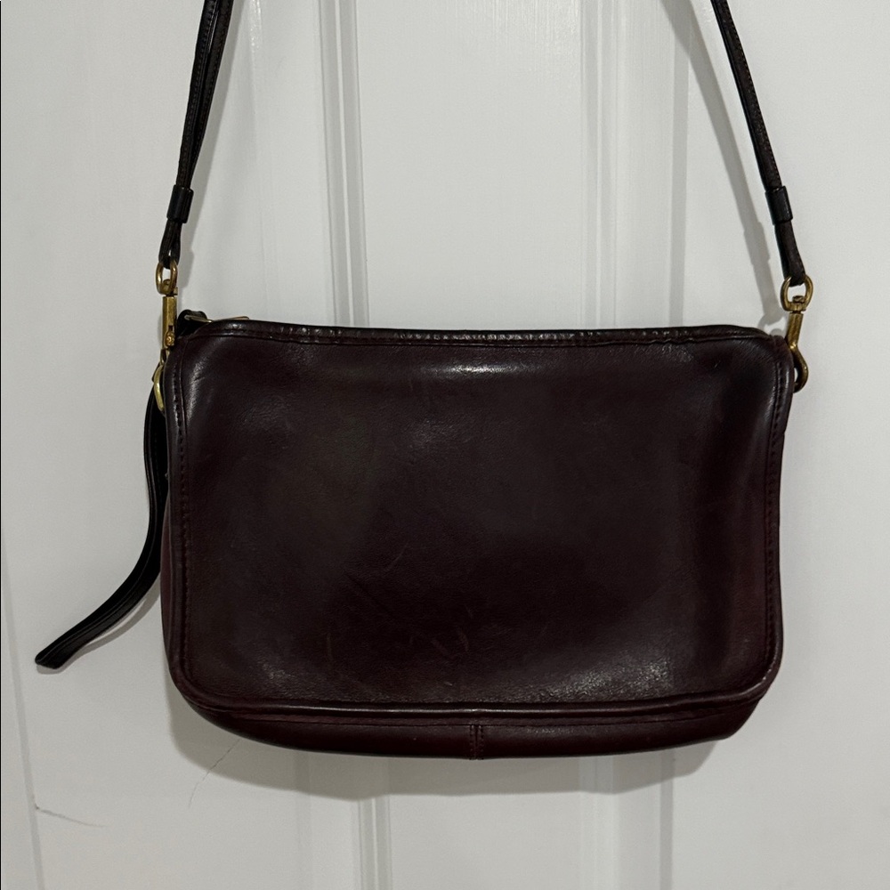 Vintage Coach Burgundy Leather Shoulder Bag